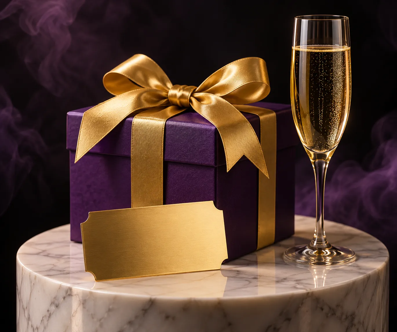 A gift box and golden ticket staged on a pedestal, standing in for the bonus unlocking