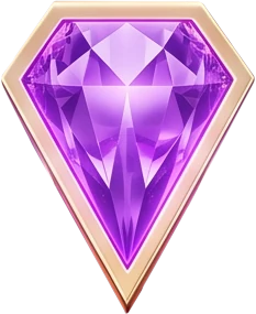 Faceted violet gem shape echoing Dazzle Me's jewel symbols