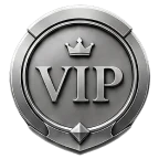 Silver medal badge with a crown, marking a reward milestone