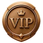 Bronze medal badge with a crown, marking a reward milestone